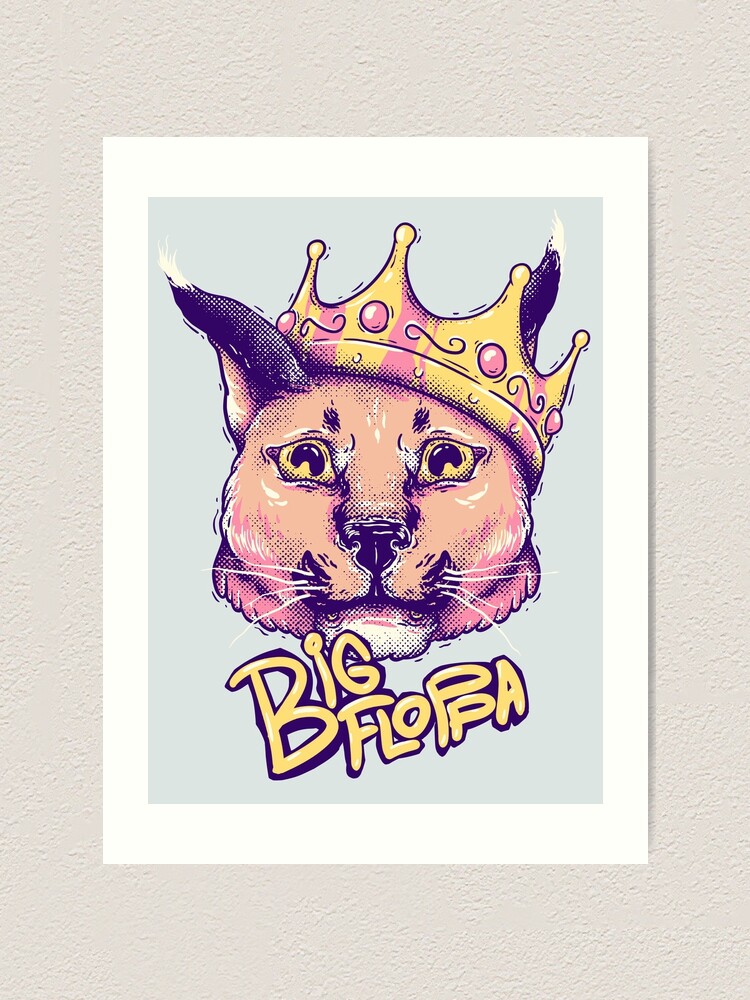 Da Big Floppa - New Rapper with King Crown | Floppa Cube Flop Flop Happy  Floppa Friday Drip | Fun | Original Art Pet Mat Bandana Cat | Art Print