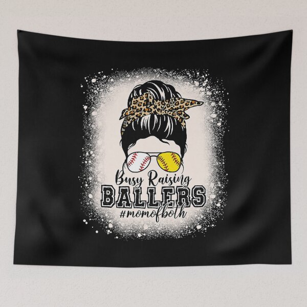 Item preview, Messy Bun Busy Raising Ballers Mom Of Both Baseball Softball designed and sold by MichelSorour.