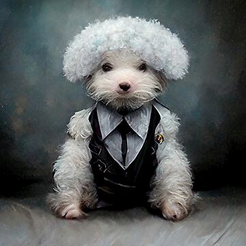 Bichon Frise Dog Wearing a Suit Art Print