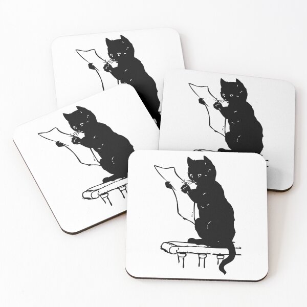 Item preview, reading cat vintage line drawing designed and sold by venomouspixie.