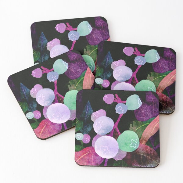 Item preview, Pink Blueberry Branch Negative Painting Watercolor  designed and sold by Valerie Englehart.