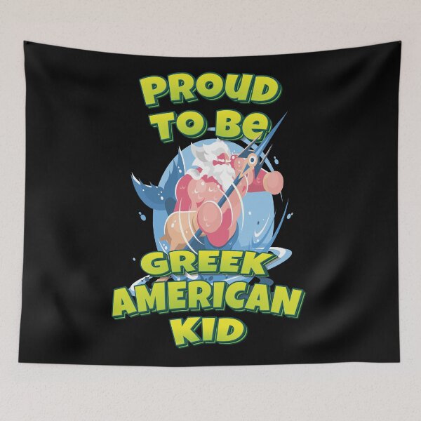 Aperçu de l'œuvre Fier d'être un enfant grec américain Poséidon avec Trident créée et vendue par QueensNewYork.