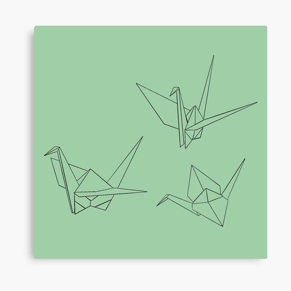 Japanese Origami paper cranes sketch, symbol of happiness, luck