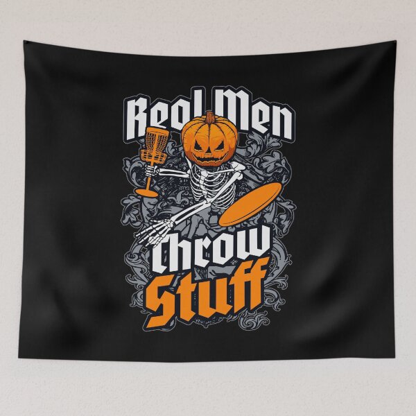 Item preview, Halloween Disc Golf Real Men Throw Stuff Pumpkin Skeleton designed and sold by GrandeDuc.