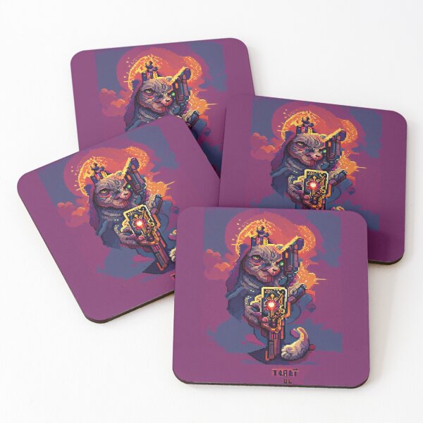 Item preview, cat with laser gun #5 animal tarot card designed and sold by AiAnimalCards.