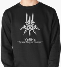 YoRHa + Motto Black Background Pullover Sweatshirt