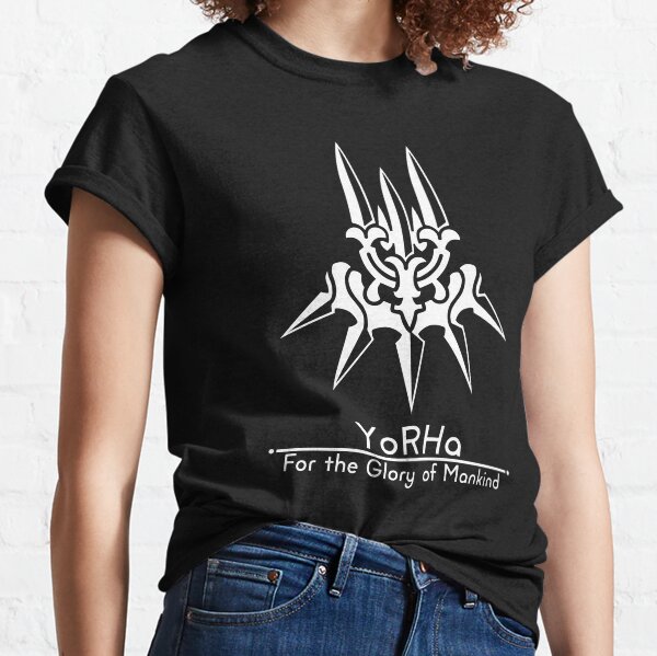 YoRHa + Motto Black Background Classic T-Shirt