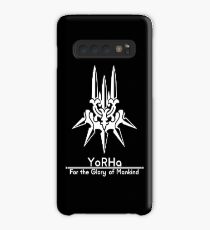 YoRHa + Motto Schwarzer Hintergrund Hülle & Klebefolie für Samsung Galaxy