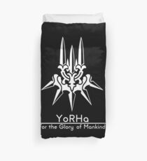 YoRHa + Motto Black Background Duvet Cover