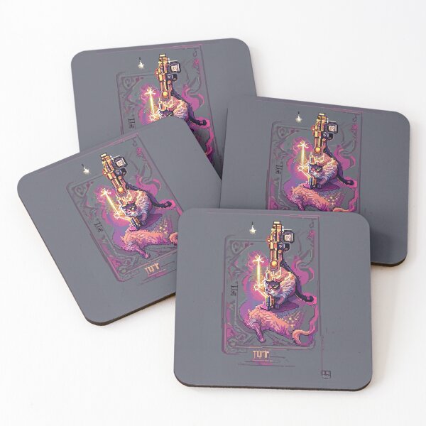 Item preview, cat with laser gun #7 animal tarot card designed and sold by AiAnimalCards.