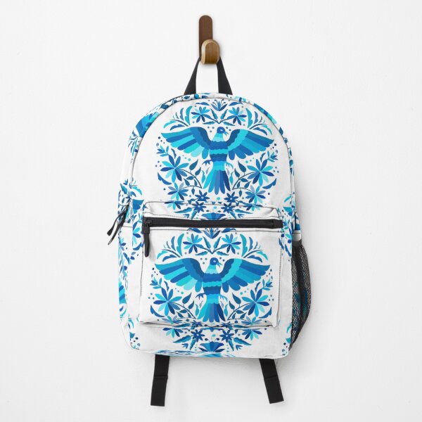 Item preview, Flying Bird - Mexican Otomí Stamp Design in Blue Shades by Akbaly designed and sold by Akbaly.