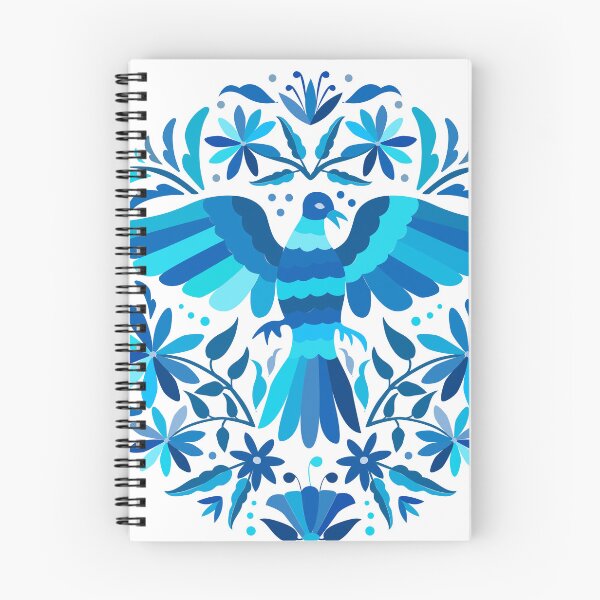 Item preview, Flying Bird - Mexican Otomí Stamp Design in Blue Shades by Akbaly designed and sold by Akbaly.