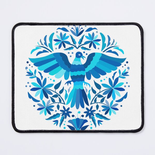 Item preview, Flying Bird - Mexican Otomí Stamp Design in Blue Shades by Akbaly designed and sold by Akbaly.