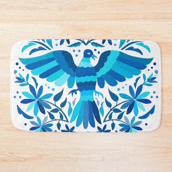 Item preview, Flying Bird - Mexican Otomí Stamp Design in Blue Shades by Akbaly designed and sold by Akbaly.
