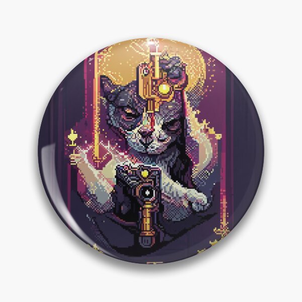 Item preview, cat with laser gun #9 animal tarot card designed and sold by AiAnimalCards.