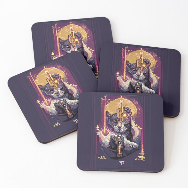 Item preview, cat with laser gun #9 animal tarot card designed and sold by AiAnimalCards.
