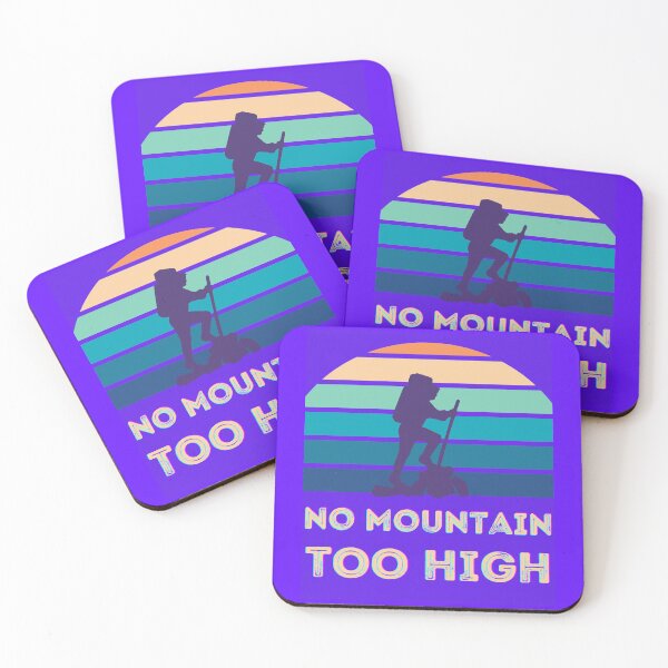Item preview, No mountain Too high, light blue violet, hiker, retro designed and sold by artbleed.