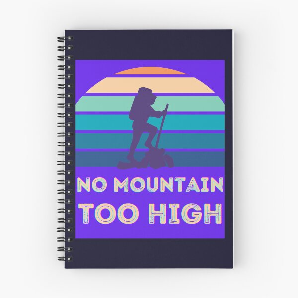 Item preview, No mountain Too high, light blue violet, hiker, retro designed and sold by artbleed.