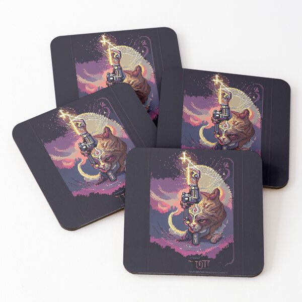 Item preview, cat with laser gun #10 animal tarot card designed and sold by AiAnimalCards.