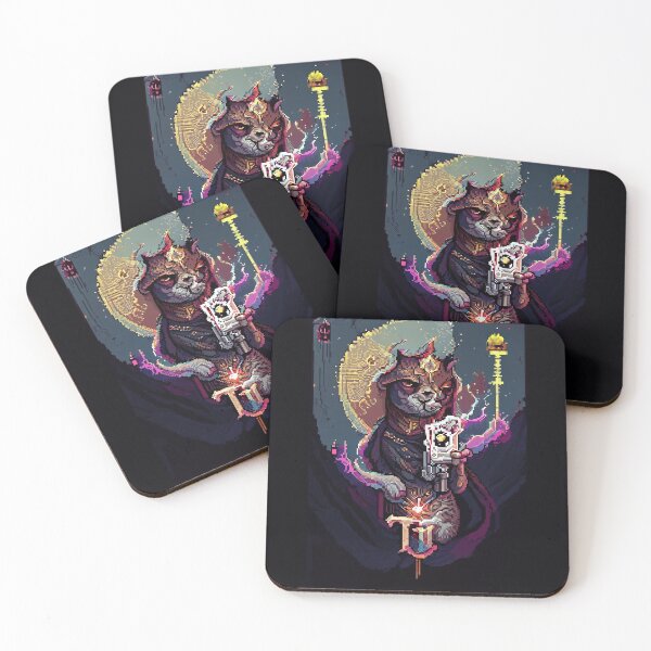 Item preview, cat with laser gun #14 animal tarot card designed and sold by AiAnimalCards.