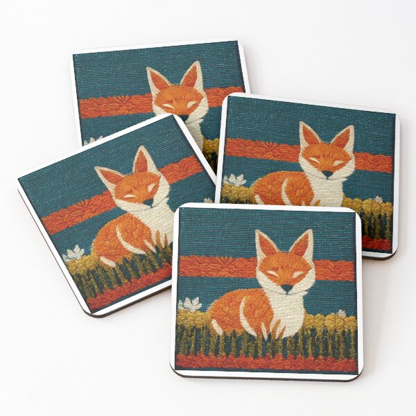 Item preview, Fox in a field (needlepoint style)  designed and sold by TriacFox.