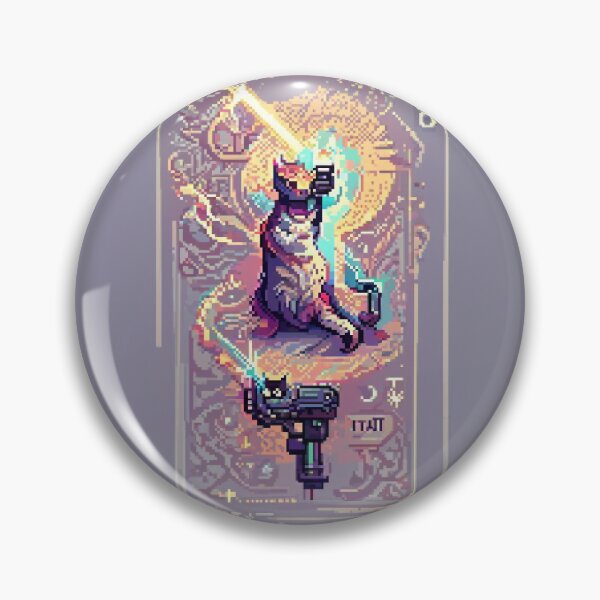 Item preview, cat with laser gun #18 animal tarot card designed and sold by AiAnimalCards.