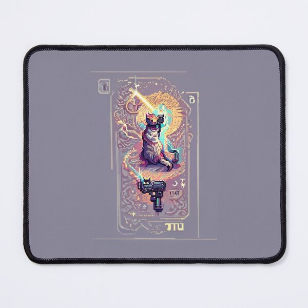Item preview, cat with laser gun #18 animal tarot card designed and sold by AiAnimalCards.
