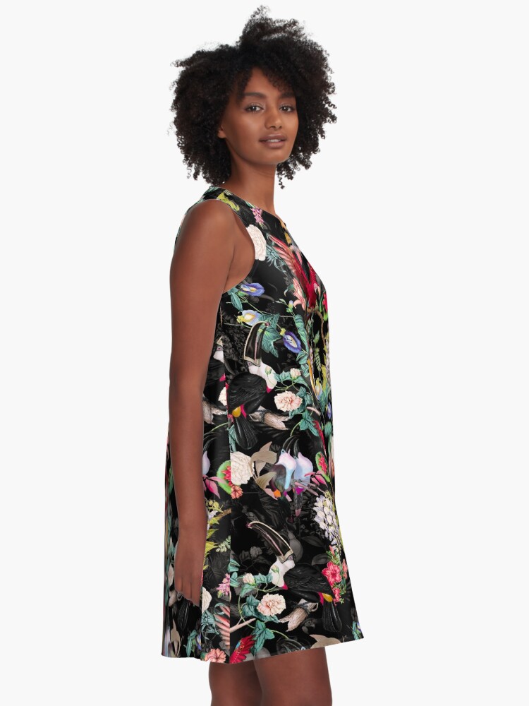 Alternate view of Floral and Birds IX A-Line Dress