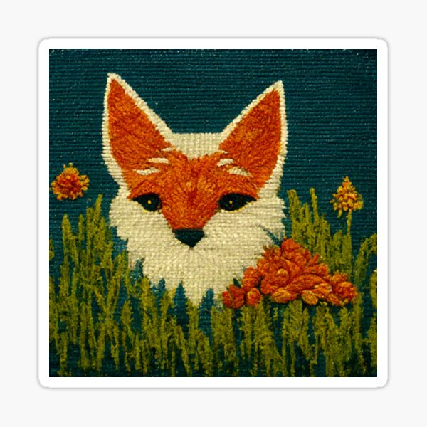 Item preview, Fox in a field (cross-stitch style)  designed and sold by TriacFox.