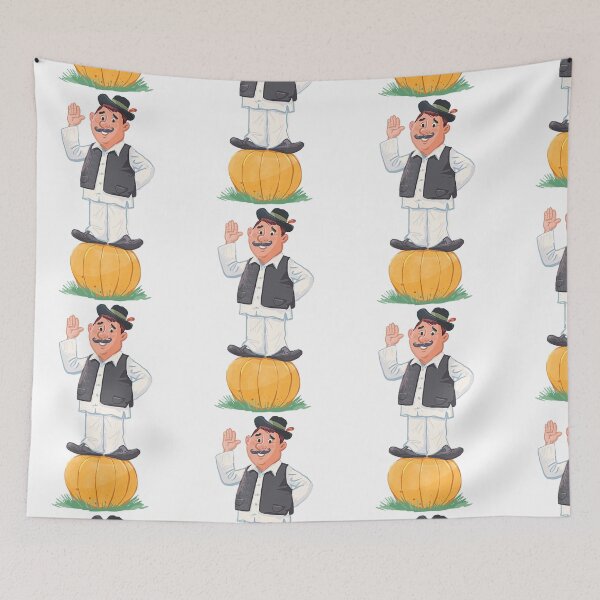 Item preview, man in a folk costume from Vojvodina - Serbia stands on a large pumpkin designed and sold by duxpavlic.