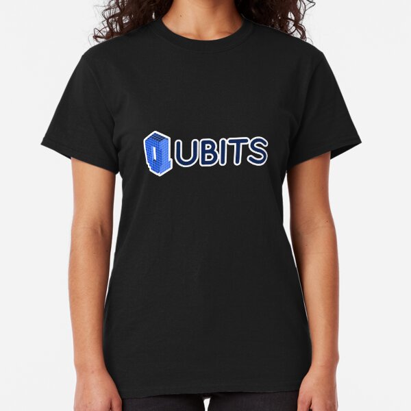 Qubits (pixels + blue over white) Classic T-Shirt