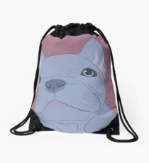 Geoff on pink Drawstring Bag