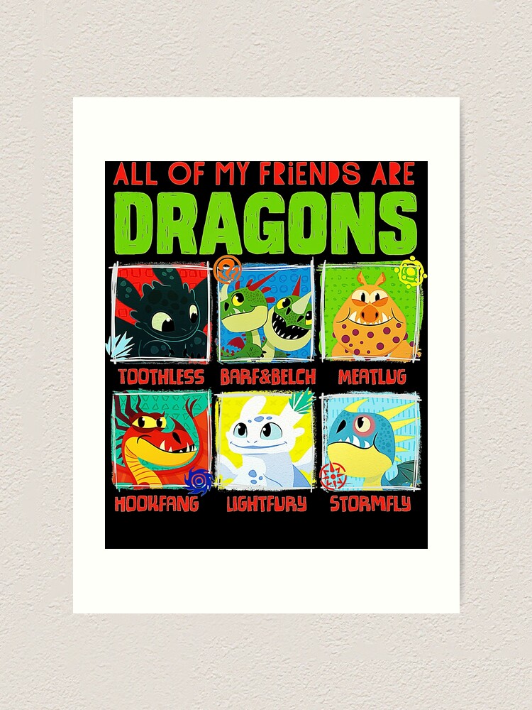 "How To Train Your Dragon 3 Hidden World Dragon Friends" Art Print for