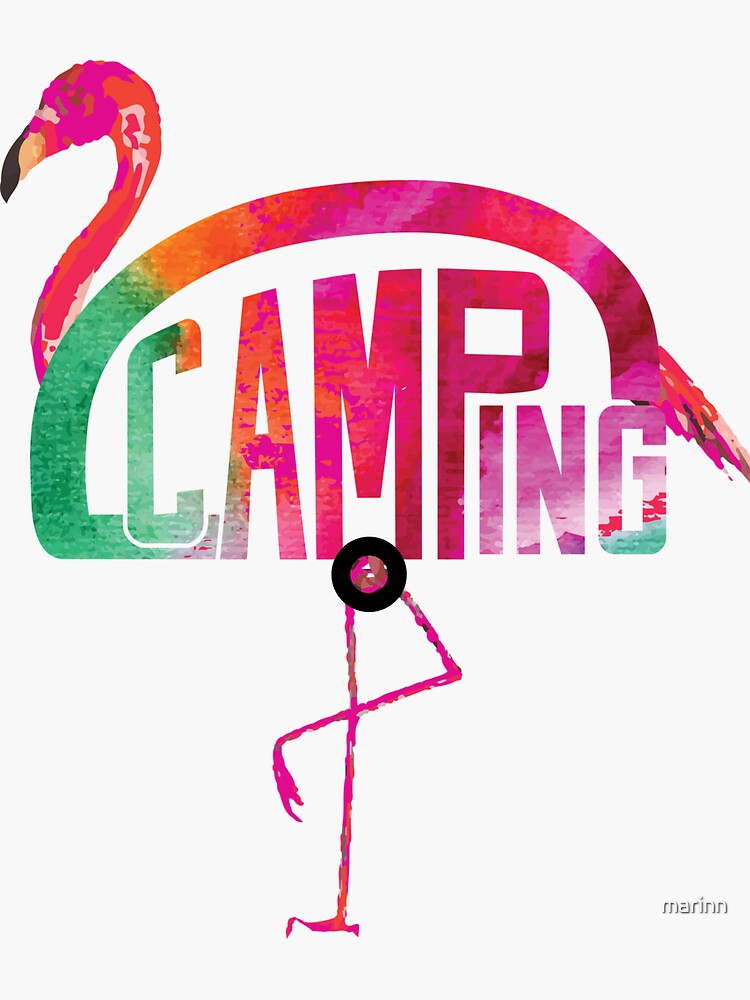 camping flamingo clipart