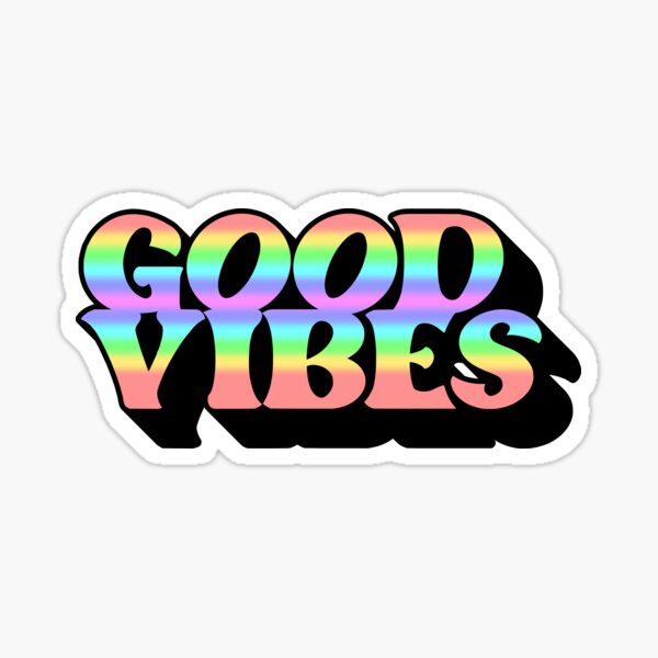 Good Vibes 3D Extruded Bold Text Distressed Colorful Retro Script  Typography Sticker for Sale by Cawaiico