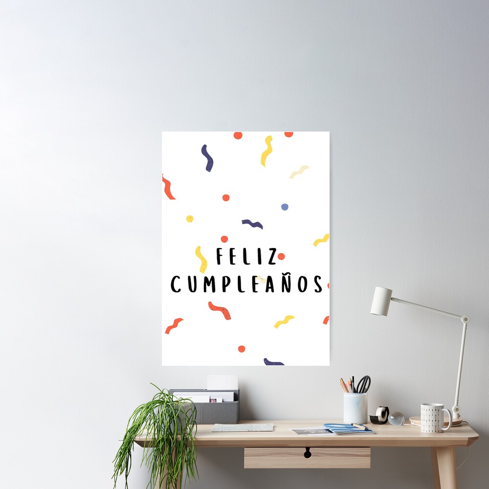 Feliz cumpleaños (happy birthday in Spanish) (tarjeta de cumpleaños)  traditional Mexican fiesta design (papel picado) Spanish birthday  Poster  for Sale by Pommallina