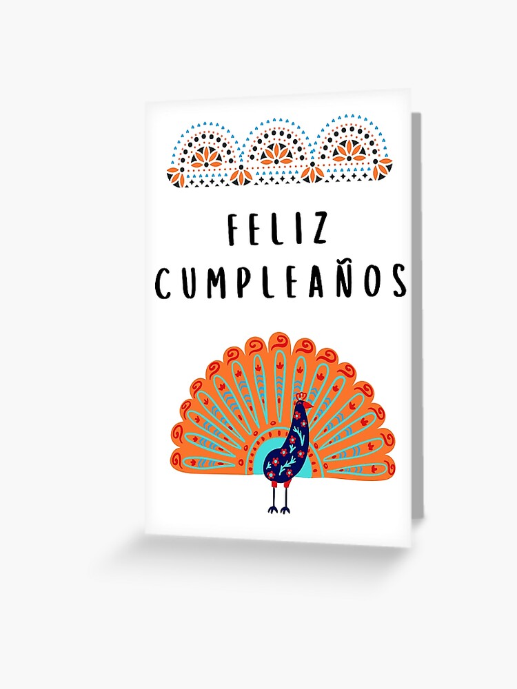 Feliz cumpleaños (happy birthday in Spanish) (tarjeta de cumpleaños)  traditional Mexican theme (Mexican hat sombrero) Spanish birthday   Greeting Card for Sale by Pommallina