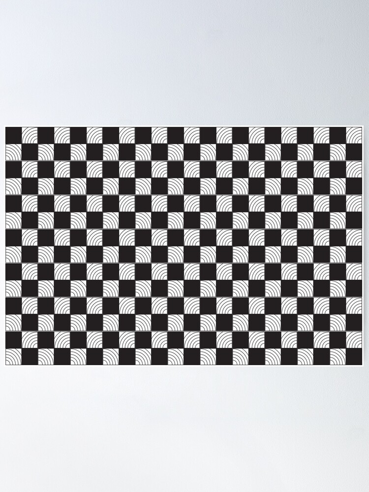 Check Checkered Checkerboard Geometric Black And White Pattern Water Bottle