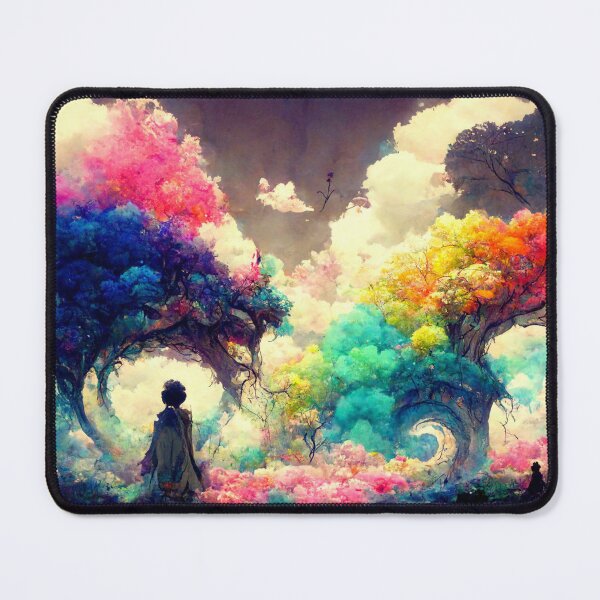 Item preview, Lone figure, fictional universe, colorful trees designed and sold by ArtbyACcreative.
