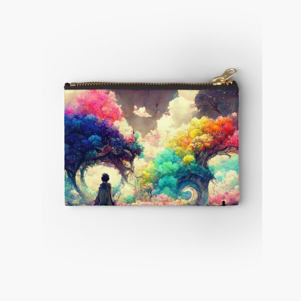 Item preview, Lone figure, fictional universe, colorful trees designed and sold by ArtbyACcreative.