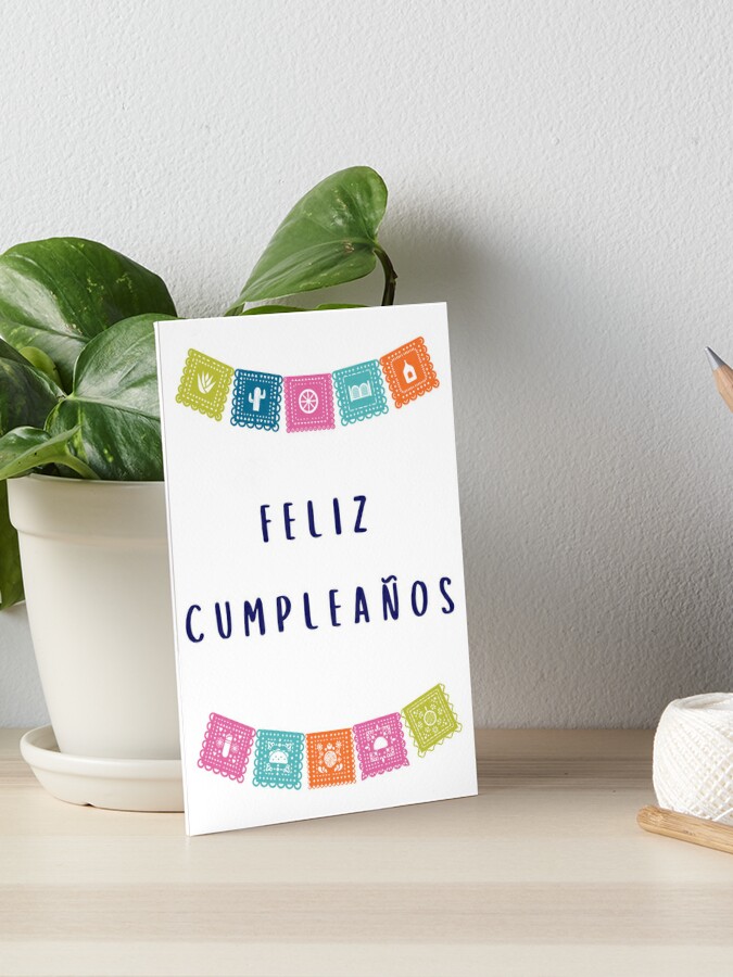 Feliz cumpleaños (happy birthday in Spanish) (tarjeta de cumpleaños)  traditional Mexican fiesta design (papel picado) Spanish birthday  Poster  for Sale by Pommallina