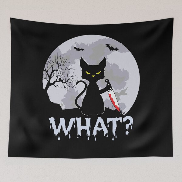 Item preview, CAT WHAT Murderous Black Cat with Knife Halloween Costume designed and sold by ElizabethxJime.