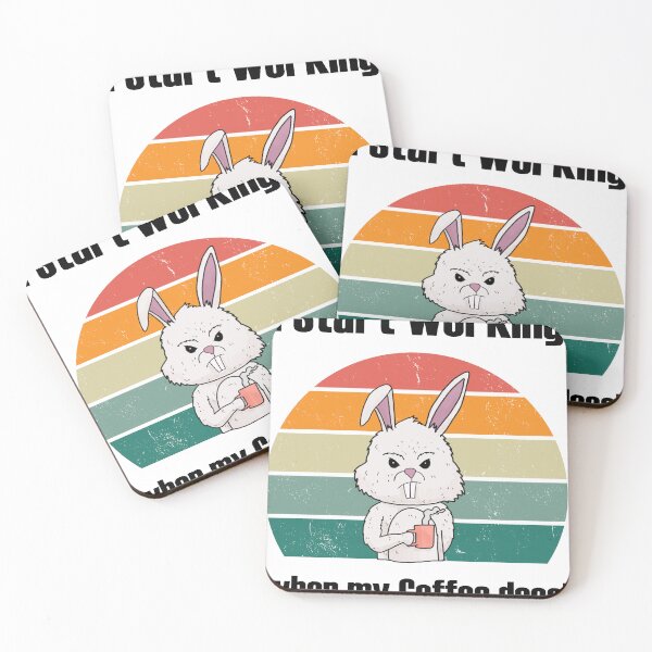 Item preview, Grumpy Rabbit with Cup "I Start Working When My Coffee Does" designed and sold by Mesyo.