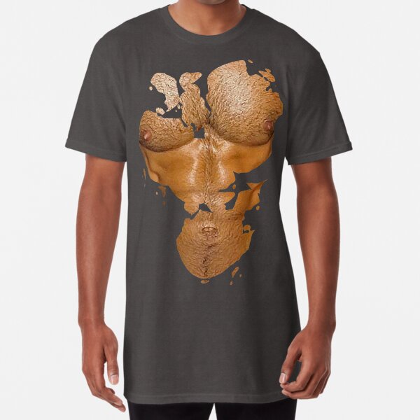 Muscleman Hairy Chest with Torn Shirt Long T-Shirt