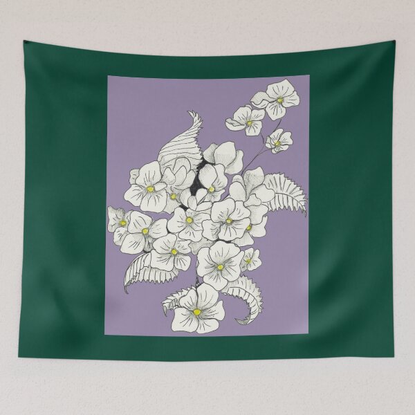 Item preview, Hydrangea floral hand painted illustration Long  designed and sold by WanMarsh.