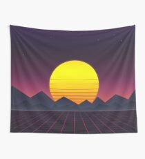 Vaporwave\\Mountain Wall Tapestry