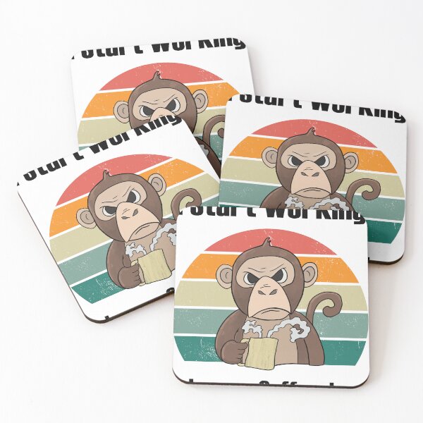 Item preview, Grumpy Monkey with Cup "I Start Working When My Coffee Does" designed and sold by Mesyo.