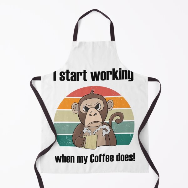 Artikelvorschau, Grumpy Monkey mit Tasse "I fan work when my coffee does" entworfen und verkauft von Mesyo.