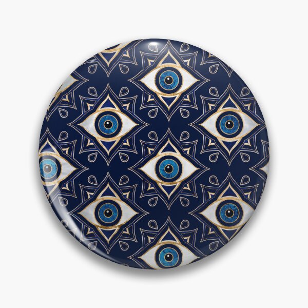 Item preview, Evil Eye Ornament Pattern -  Dark Blue and gold designed and sold by k9printart.
