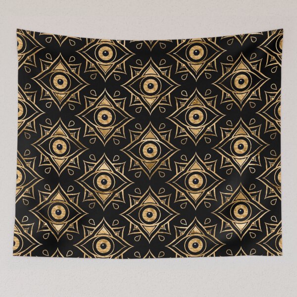 Item preview, Evil Eye Ornament Pattern -  Black and Gold designed and sold by k9printart.